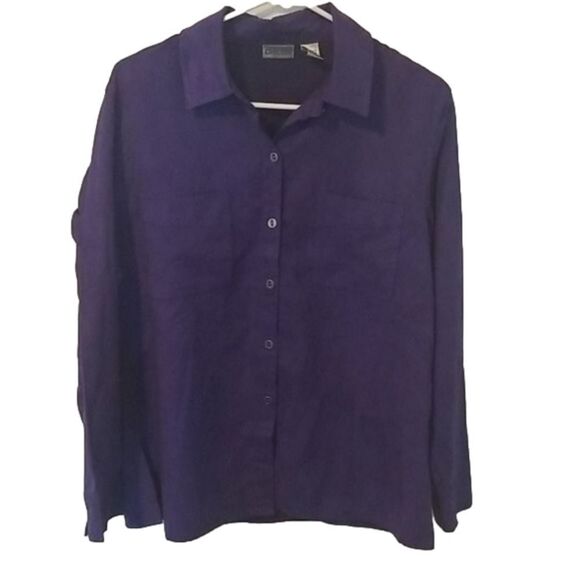 Chico's long sleeve women's button down colar purple blouse Size Medium - Picture 1 of 4